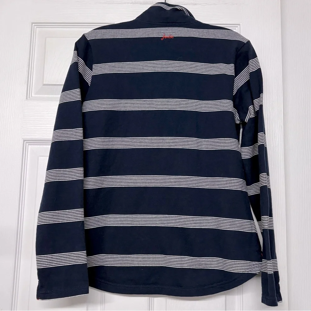 Joules Fairdale French Terry 1/2 Zip Sweatshirt Navy Blue White Stripes Sz 8 - Picture 4 of 5